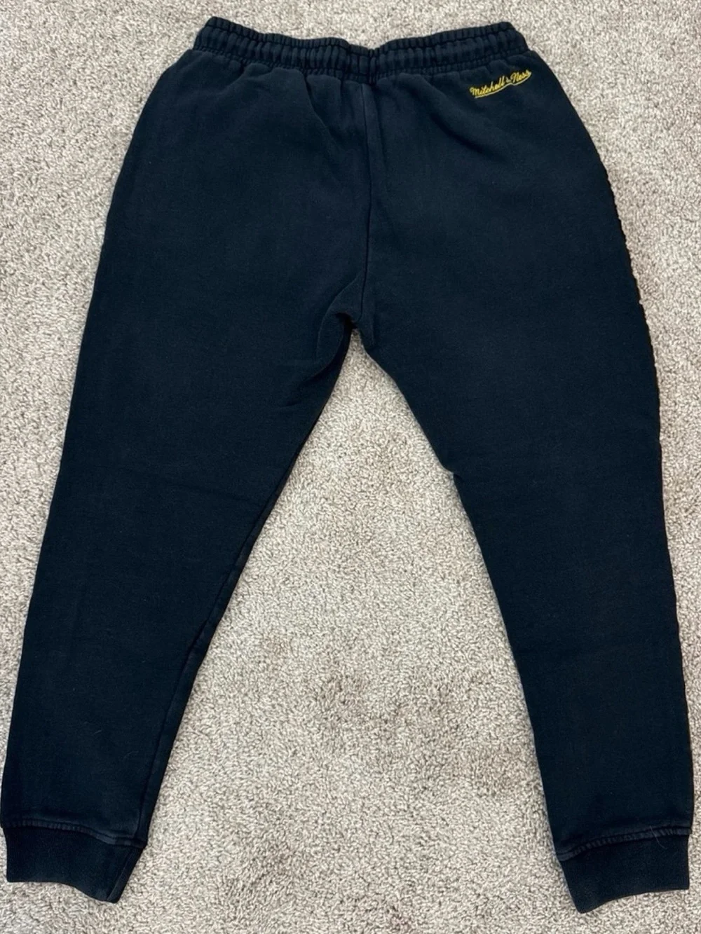 Mitchell & Ness X Trophy Room Black Sweatpants with Yellow Accent